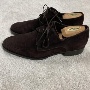 Bruno Magli Shoes Mens 9 M Brown Suede Derby Dress Lace Up Rubber Sole